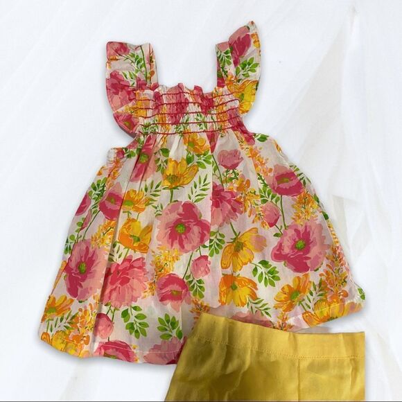 Vintage Floral Top & Yellow Shorts (4T) 80’s Park Bench Kids - Picture 2 of 6